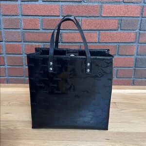 Harrods Glossy Black Patent Leather Handbag